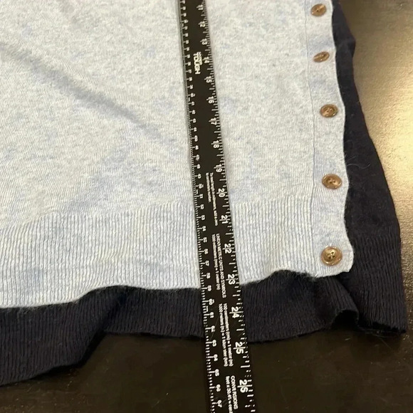 J. Crew Mohair Wool Blend Elbow Patch Asymmetrical Blue Sweater Womens Medium - Picture 8 of 9